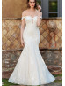 Ivory Lace Tulle Wedding Dress With Detachable Sleeves